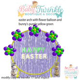 easter arch with flower balloon and bunny's purple yellow green