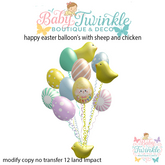happy easter balloon's with sheep and chicken