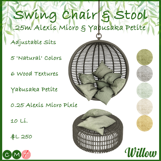Willow Swing Seat & Stool 'NATURAL' Petite & Micro (ADD ME)