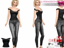 MI961819 MI Off Shoulder Skin Tight Simple Top