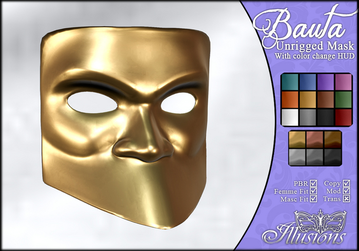 *~*Illusions*~* Bauta Venetian Carnival Mask