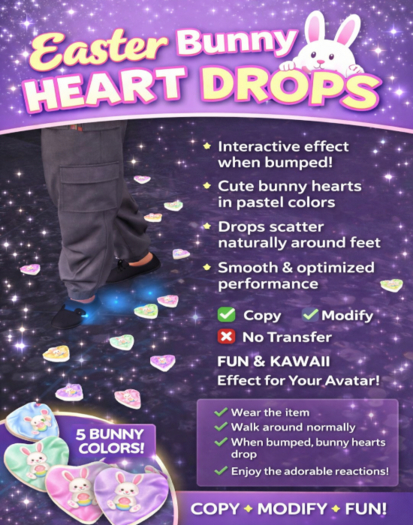 (RB2) Easter Bunny Heart Drops