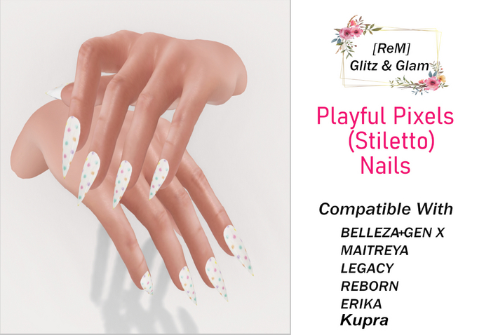 [ReM]  Playful Pixels Nails (Stiletto)