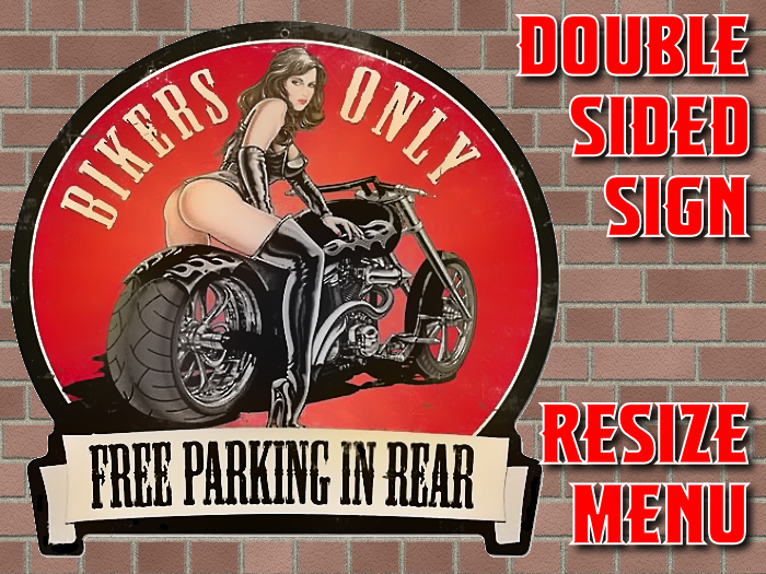  ★★★★★~ BIKER PARKING - Double Sided Sign - Resize Menu