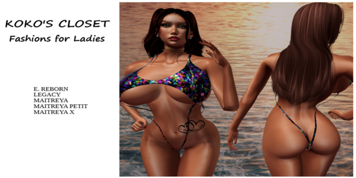 KOKO'S CLOSET SEQUIN SHINY SWIMSUIT