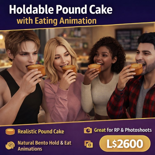 Holdable Pound Cake with Eating Animation – Realistic Handheld Dessert Prop (Copy Only)