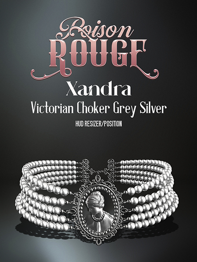 POISON ROUGE Xandra Victorian Chocker Gray/Silver 