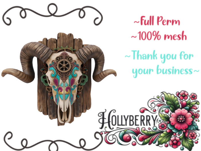 HB: Boho Mounted Ram Skull FuLL PERM