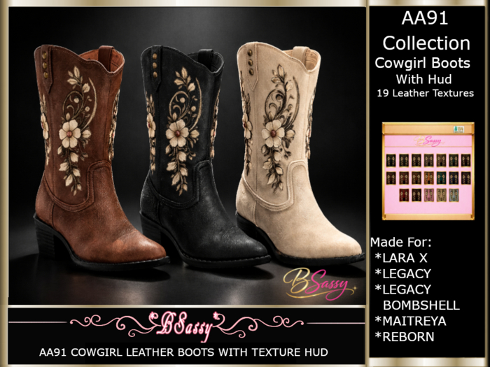*BSASSY* AA91 COWGIRL BOOTS WITH HUD
