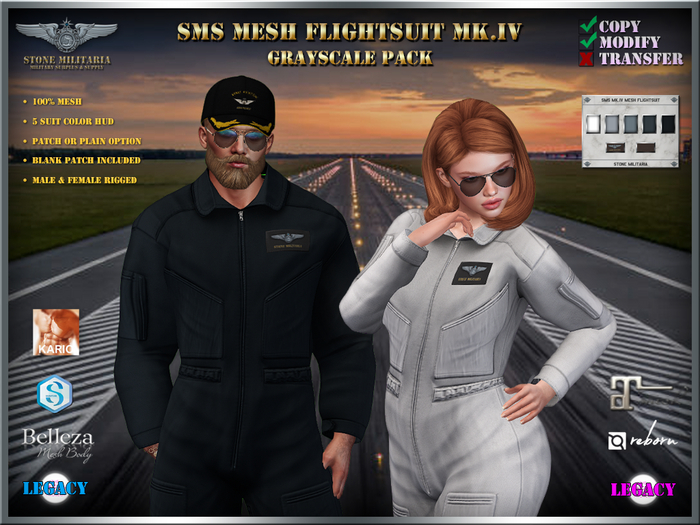 SMS Mk.IV Mesh Flightsuit - GRAYSCALE Pack
