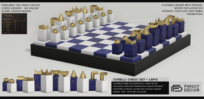 Fancy Decor: Corelli Chess Set - Lapis Lazuli