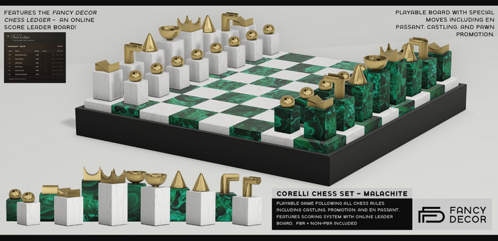 Fancy Decor: Corelli Chess Set - Malachite