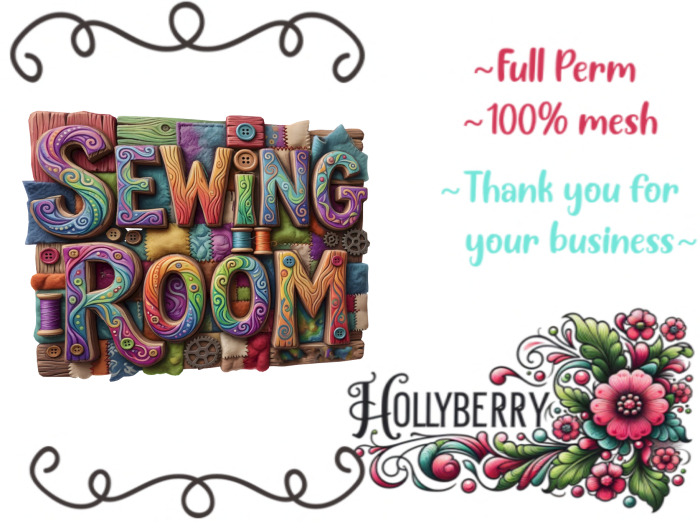 HB: Carved Sewing Room Wall Sign Decor FuLL PERM