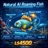 Natural AI Roaming Fish – Advanced LSL Scripted Swimming System | Smooth Keyframed Motion | Realistic Random Movement