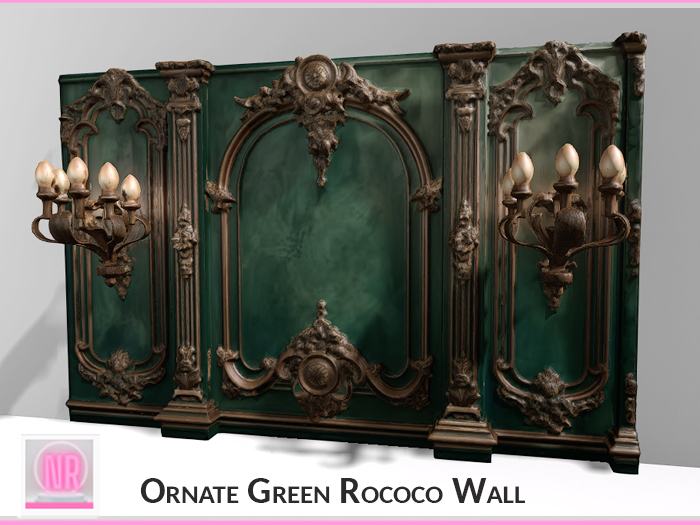Ornate Green Rococo Wall Luxury Baroque Panel
