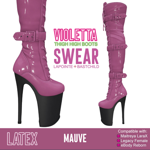 Latex Boots - Violetta - LATEX MAUVE