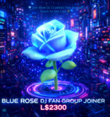 Blue Rose DJ Fan Group Joiner – Rotating Interactive Rose with HUD Menu, Group Link Access & Blue Particle Effects (Copy