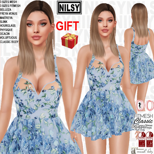 GIFT,FLOWER BEADED CHIFFON DRESS