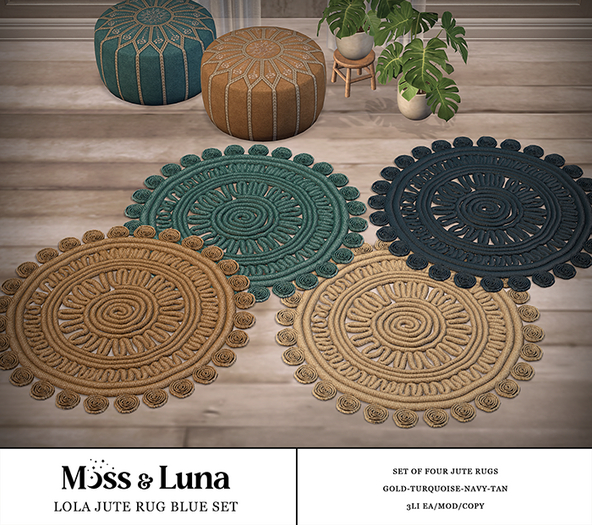Moss & Luna- Lola Jute Rug Set Blue (add)