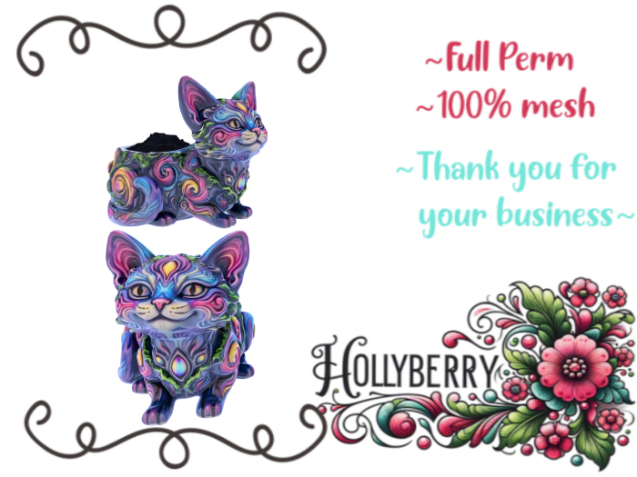 HB: Colorful Whimsy Cat Planter FuLL PERM