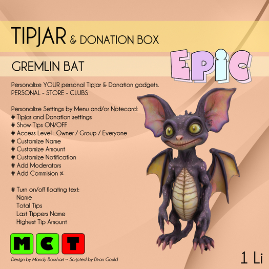[EPIC TipJar] Gremlin Bat (ADD ME)