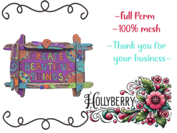 HB: Whimsy Create Beautiful Things Wall Decor FuLL PERM
