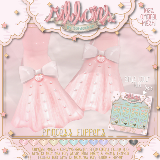 {Ribbons} Princess Flippers - Cyan {Box}