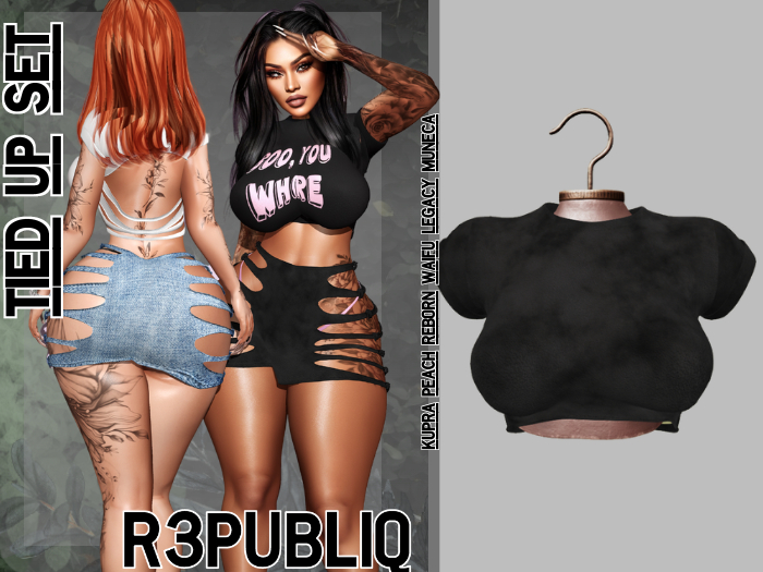 [r] TIED UP TEE BLACK