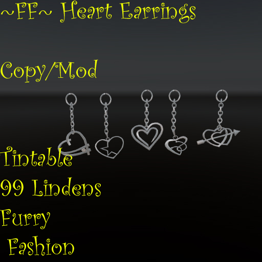 ~FF~ Heart Earrings Furry