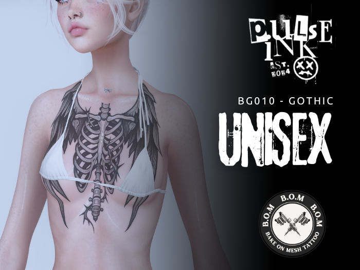 Pulse Ink BG010 Gothic Ribcage Chest Tattoo BOM Unisex