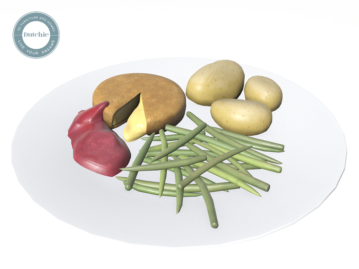 Food Decor – Potatoes, Green Beans & Camembert Plate