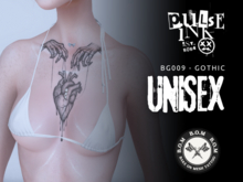 Pulse Ink BG009 Gothic Marionette Heart Chest Tattoo BOM Unisex