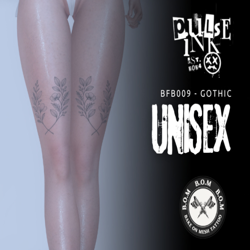 Pulse Ink BFB009 Gothic Botanical Calf Tattoos BOM Unisex