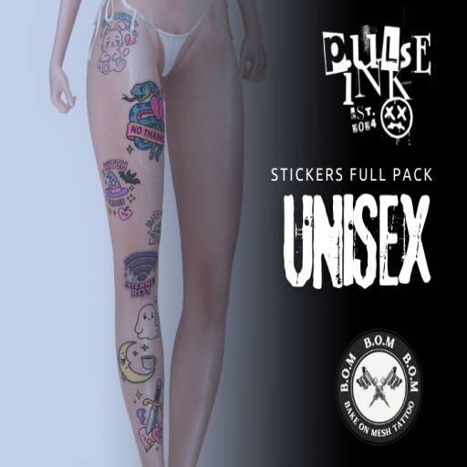 Pulse Ink Stickers Full Pack Tattoo Set BOM Unisex
