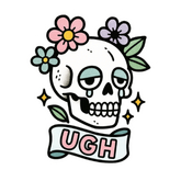 Pulse Ink BS007 UGH Skull Sticker Tattoo BOM Unisex