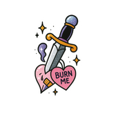 Pulse Ink BS006 Burn Me Heart & Dagger Sticker Tattoo BOM Unisex