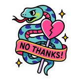 Pulse Ink BS006 No Thanks Snake Sticker Tattoo BOM Unisex
