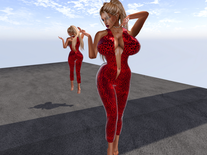KOKO'S CLOSET RED-BLACK LEOPARD JUMPSUIT