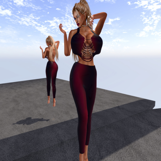 KOKO'S CLOSET DEEP RED DRAPE TOP - PANTS