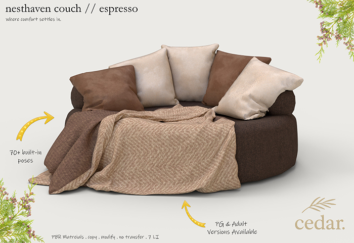 cedar. nesthaven couch // ADULT // espresso