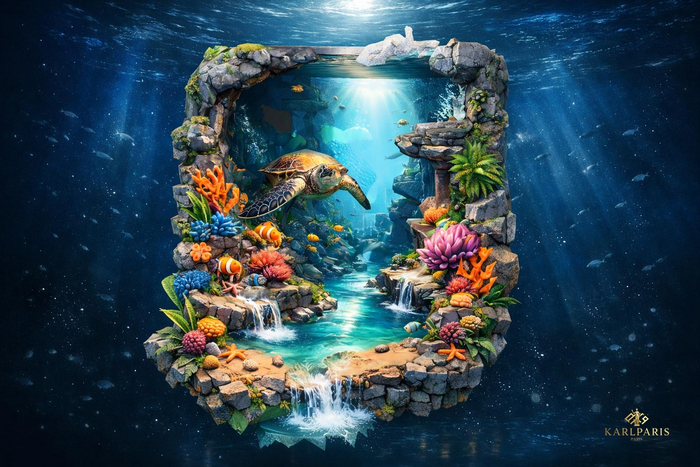 Underwater Paradise Portal – Ocean Turtle Fantasy Decor