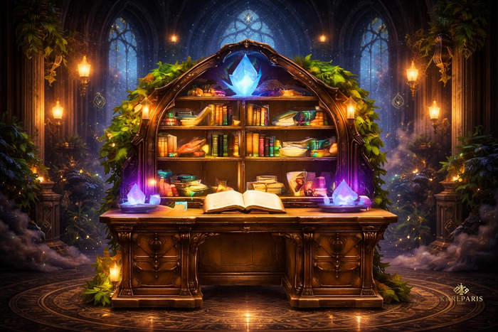 Enchanted Magic Desk – Fantasy Library Alchemist Table