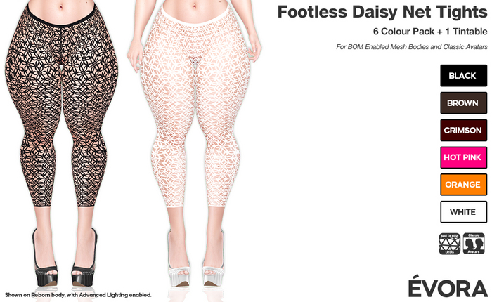 EVORA - Footless Daisy Net Tights
