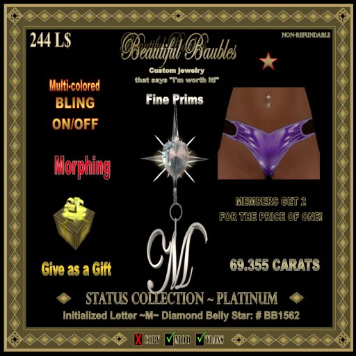 Initialized Diamond Belly Star ~M~ SILVER
