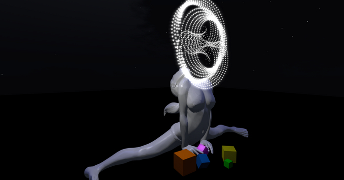SCULPTURE Magic girl Display Micro particles