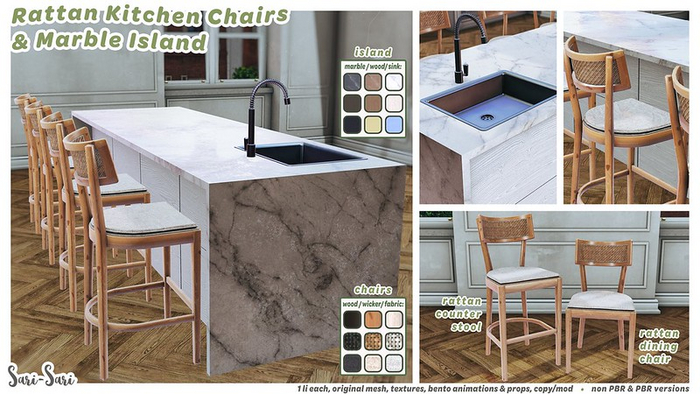 Sari-Sari - Rattan Kitchen Chairs & Marble Island
