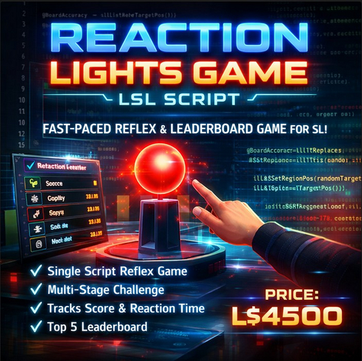 Reaction Lights Game LSL Script — Fast-Paced Reflex & Leaderboard Game