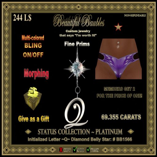 Initialized Diamond Belly Star ~Q~ SILVER