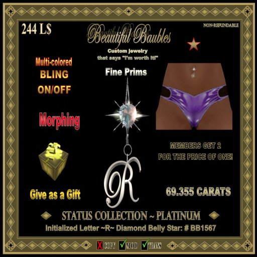 Initialized Diamond Belly Star ~R~ SILVER