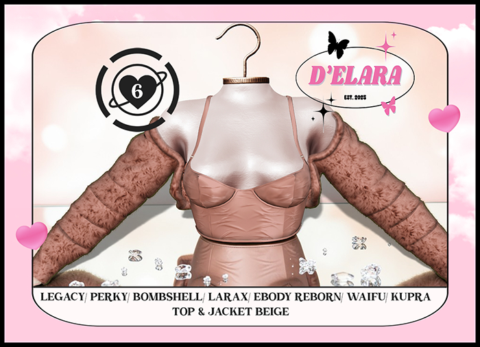 D'ELARA #6 SET TOP & JACKET BEIGE
